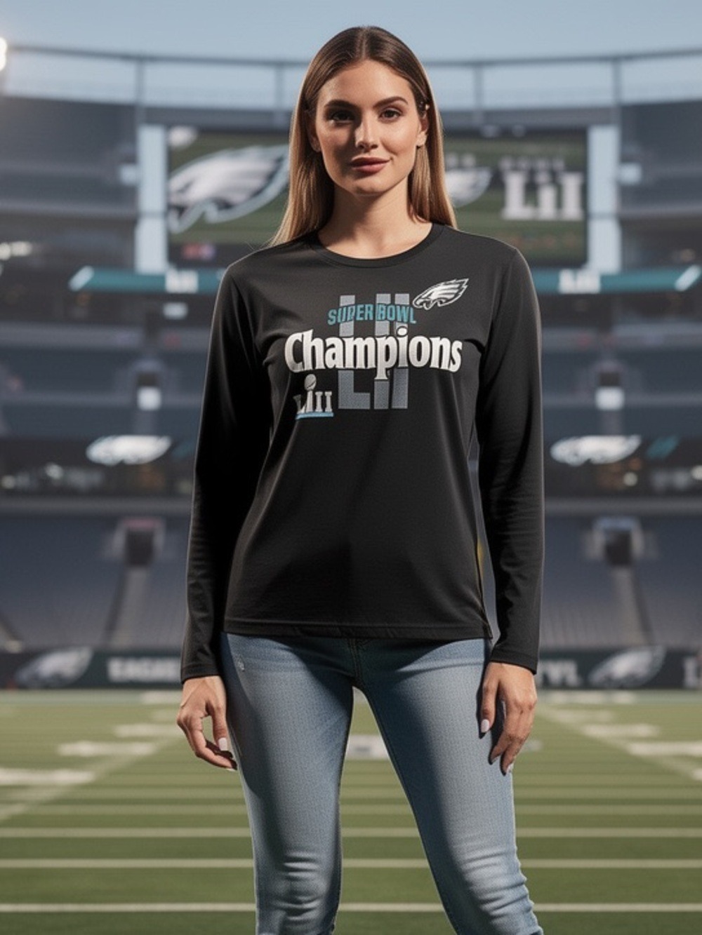 Philadelphia Eagles Super Bowl LII Champions Long Sleeve Tee L.A.T. Ladies Med M